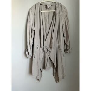 Elaine Rose Lagenlook Tan Open-Front Jacket Size XL‎ Coastal Lightweight Neutral